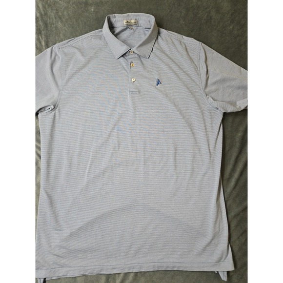 Peter Millar‎ Summer Comfort Golf Polo Mens 2XL Blue White Striped Stretch Shirt - Picture 1 of 14